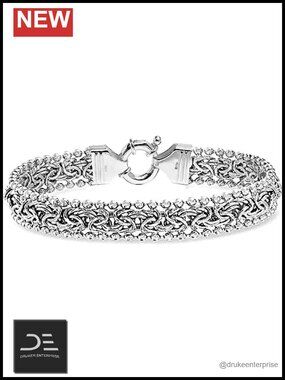 925 Sterling Silver Handmade Byzantine Link Chain Bracelet for Women, 8 Inch